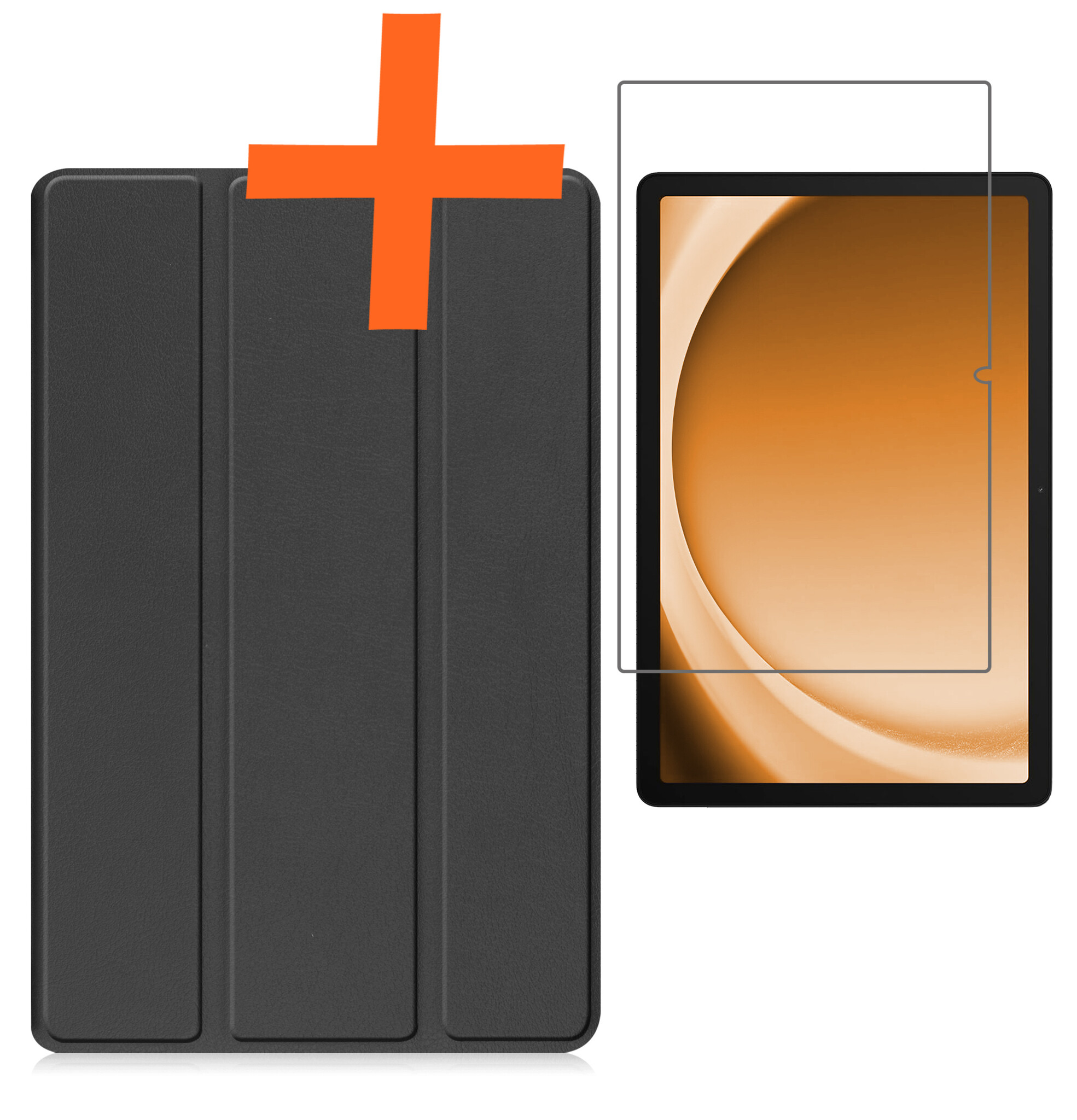 Nomfy Hoes Geschikt voor Samsung Galaxy Tab A9 Hoes Tri-fold Tablet Hoesje Case Met Screenprotector - Hoesje Geschikt voor Samsung Tab A9 Hoesje Hardcover Bookcase - Zwart