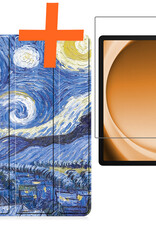 Nomfy Hoes Geschikt voor Samsung Galaxy Tab A9 Plus Hoes Tri-fold Tablet Hoesje Case Met Screenprotector - Hoesje Geschikt voor Samsung Tab A9 Plus Hoesje Hardcover Bookcase - Sterrenhemel