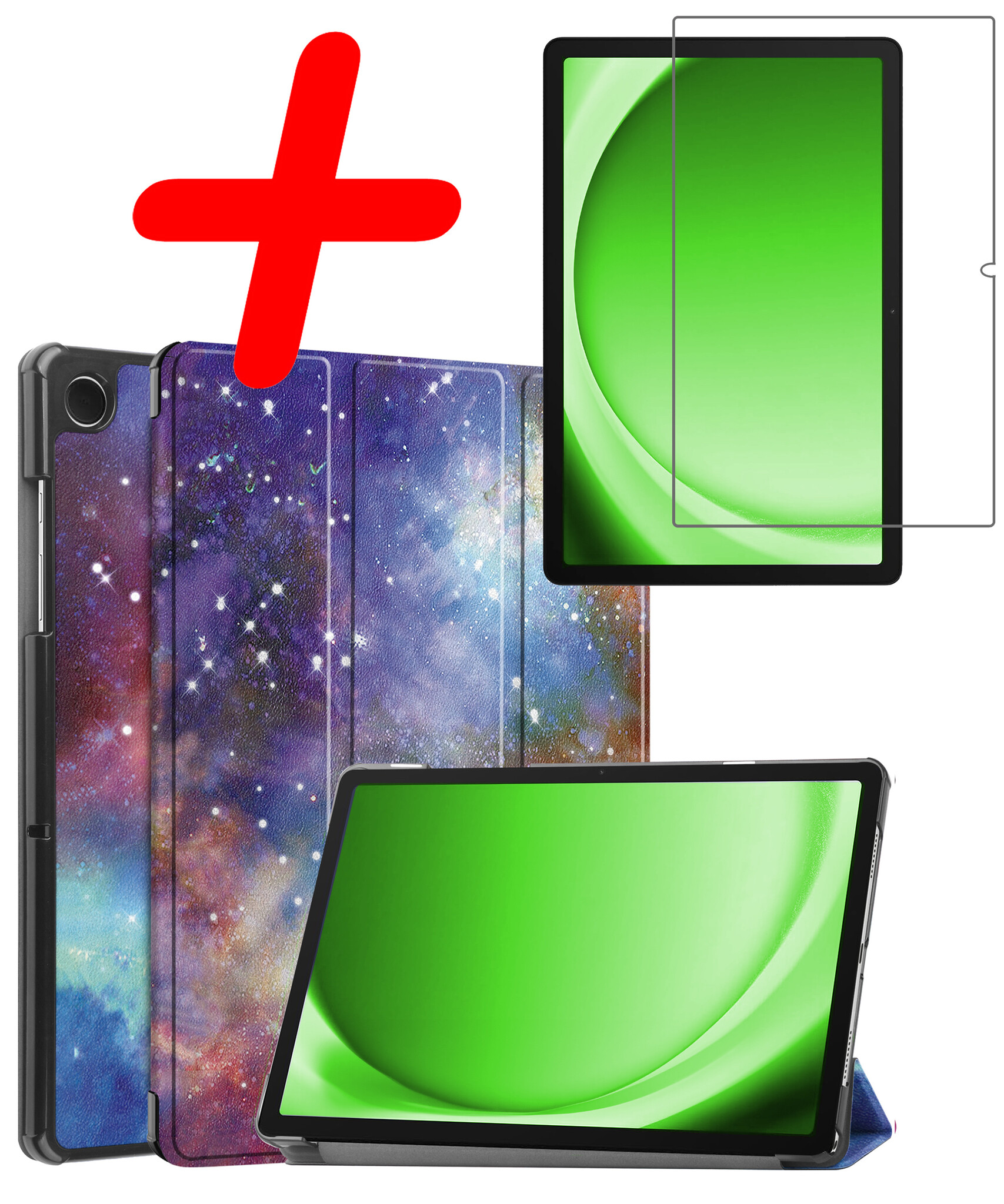 BASEY. Hoesje Geschikt voor Samsung Galaxy Tab A9 Plus Hoes Case Tablet Hoesje Tri-fold Met Screenprotector - Hoes Geschikt voor Samsung Tab A9 Plus Hoesje Hard Cover Bookcase Hoes - Galaxy