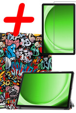 BASEY. Hoesje Geschikt voor Samsung Galaxy Tab A9 Plus Hoes Case Tablet Hoesje Tri-fold Met Screenprotector - Hoes Geschikt voor Samsung Tab A9 Plus Hoesje Hard Cover Bookcase Hoes - Graffity
