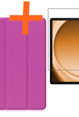 Nomfy Hoes Geschikt voor Samsung Galaxy Tab A9 Plus Hoes Tri-fold Tablet Hoesje Case Met Screenprotector - Hoesje Geschikt voor Samsung Tab A9 Plus Hoesje Hardcover Bookcase - Paars