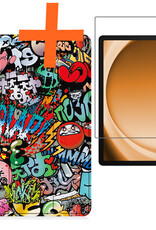 Nomfy Hoes Geschikt voor Samsung Galaxy Tab A9 Plus Hoes Tri-fold Tablet Hoesje Case Met Screenprotector - Hoesje Geschikt voor Samsung Tab A9 Plus Hoesje Hardcover Bookcase - Graffity