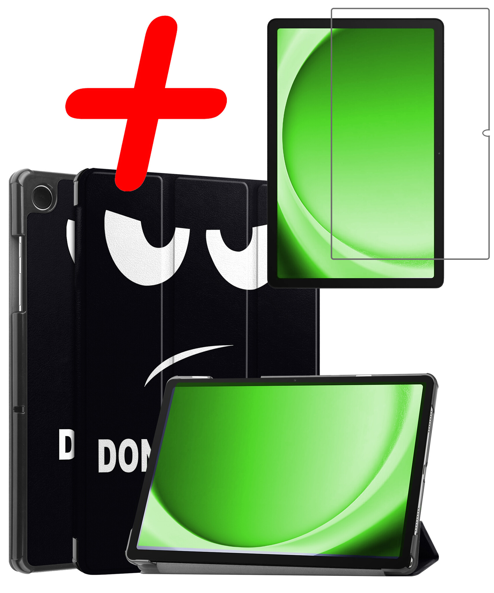 BASEY. Hoesje Geschikt voor Samsung Galaxy Tab A9 Plus Hoes Case Tablet Hoesje Tri-fold Met Screenprotector - Hoes Geschikt voor Samsung Tab A9 Plus Hoesje Hard Cover Bookcase Hoes - Don't Touch Me