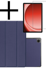 NoXx Hoesje Geschikt voor Samsung Galaxy Tab A9 Plus Hoesje Case Hard Cover Hoes Book Case Met Screenprotector - Donkerblauw