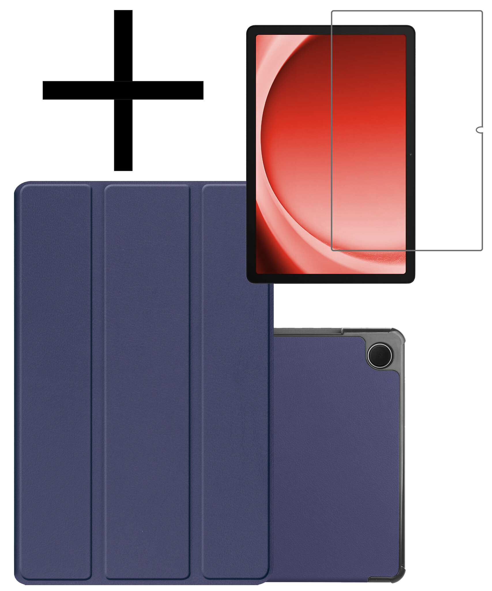 NoXx Hoesje Geschikt voor Samsung Galaxy Tab A9 Plus Hoesje Case Hard Cover Hoes Book Case Met Screenprotector - Donkerblauw