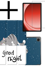 NoXx Hoesje Geschikt voor Samsung Galaxy Tab A9 Plus Hoesje Case Hard Cover Hoes Book Case Met Screenprotector - Kat