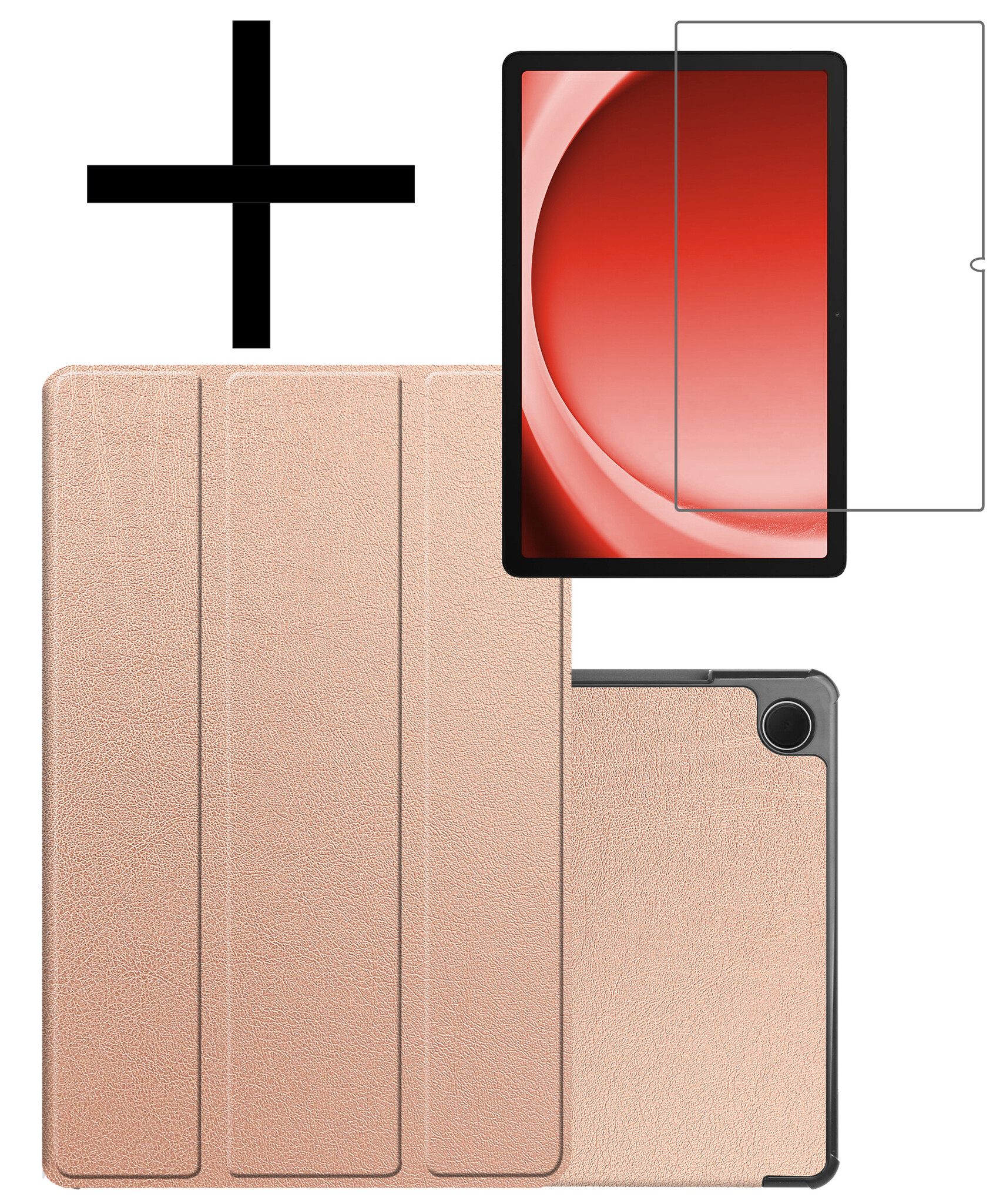 NoXx Hoesje Geschikt voor Samsung Galaxy Tab A9 Plus Hoesje Case Hard Cover Hoes Book Case Met Screenprotector - Rosé goud