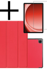 NoXx Hoesje Geschikt voor Samsung Galaxy Tab A9 Plus Hoesje Case Hard Cover Hoes Book Case Met Screenprotector - Rood