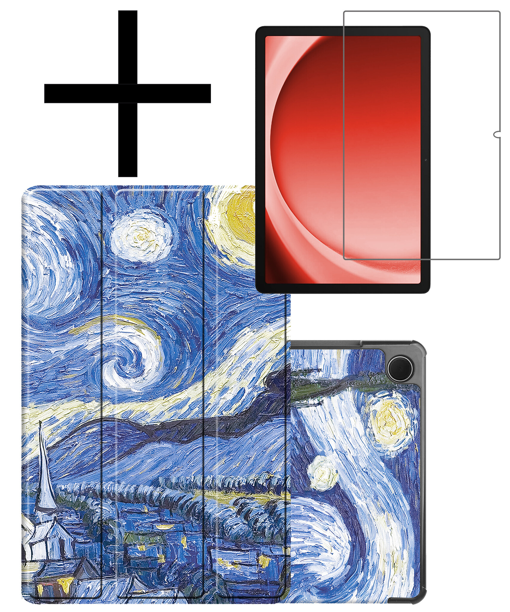 NoXx Hoesje Geschikt voor Samsung Galaxy Tab A9 Plus Hoesje Case Hard Cover Hoes Book Case Met Screenprotector - Sterrenhemel