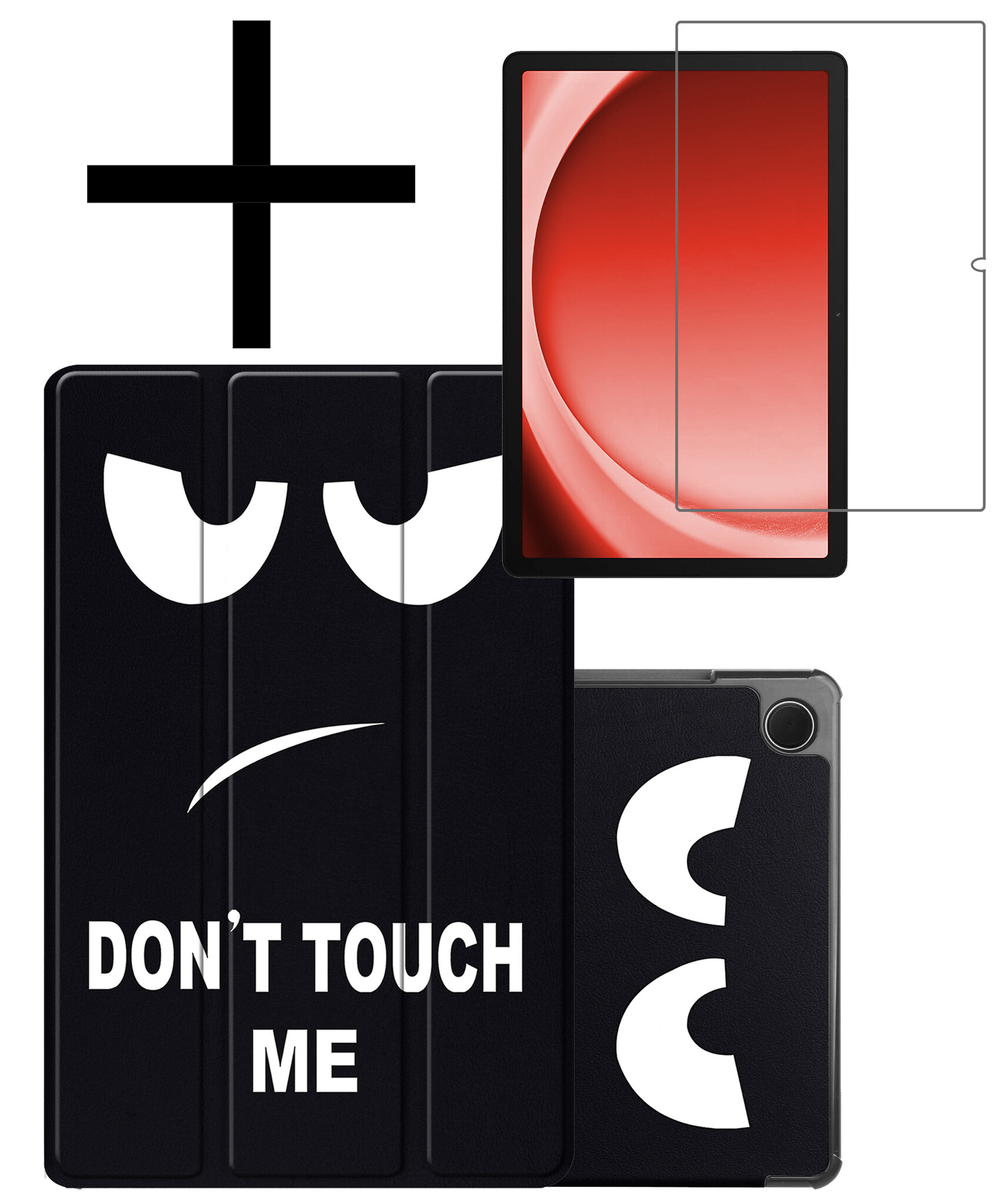 NoXx Hoesje Geschikt voor Samsung Galaxy Tab A9 Plus Hoesje Case Hard Cover Hoes Book Case Met Screenprotector - Don't Touch Me