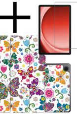 NoXx Hoesje Geschikt voor Samsung Galaxy Tab A9 Plus Hoesje Case Hard Cover Hoes Book Case Met Screenprotector - Vlinders