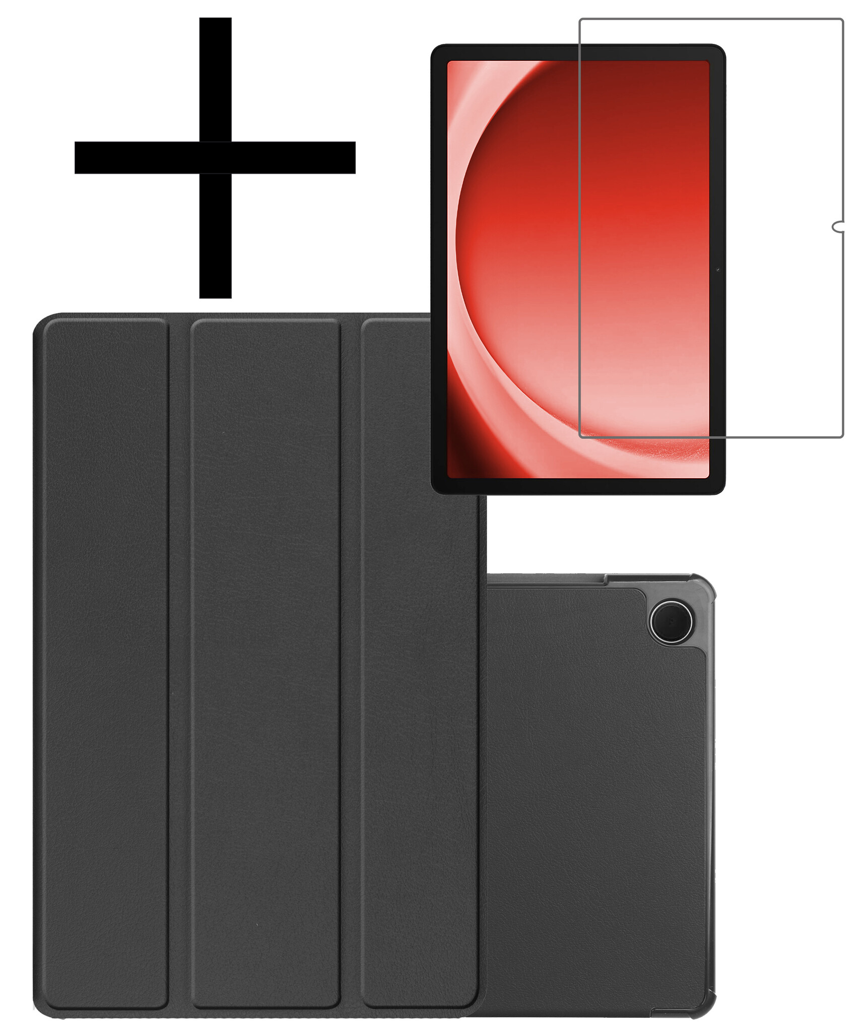 NoXx Hoesje Geschikt voor Samsung Galaxy Tab A9 Plus Hoesje Case Hard Cover Hoes Book Case Met Screenprotector - Zwart