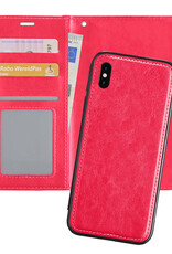 Nomfy Hoesje Geschikt voor iPhone X Hoesje 2-in-1 Bookcase Hoes Case Uitneembaar - Hoes Geschikt voor iPhone X Hoes Cover - Donkerroze