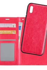 NoXx Hoes Geschikt voor iPhone Xs Hoesje Bookcase Hoes 2-in-1 Uitneembaar Cover Hard Case - Donkerroze