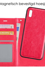 NoXx Hoes Geschikt voor iPhone XR Hoesje Bookcase Hoes 2-in-1 Uitneembaar Cover Hard Case - Donkerroze