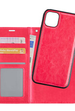 NoXx Hoes Geschikt voor iPhone 12 Mini Hoesje Bookcase Hoes 2-in-1 Uitneembaar Cover Hard Case - Donkerroze