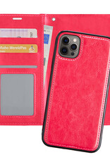 Nomfy Hoesje Geschikt voor iPhone 12 Pro Max Hoesje 2-in-1 Bookcase Hoes Case Uitneembaar - Hoes Geschikt voor iPhone 12 Pro Max Hoes Cover - Donkerroze