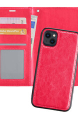 Nomfy Hoesje Geschikt voor iPhone 13 Hoesje 2-in-1 Bookcase Hoes Case Uitneembaar - Hoes Geschikt voor iPhone 13 Hoes Cover - Donkerroze