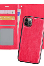 Nomfy Hoesje Geschikt voor iPhone 13 Pro Max Hoesje 2-in-1 Bookcase Hoes Case Uitneembaar - Hoes Geschikt voor iPhone 13 Pro Max Hoes Cover - Donkerroze