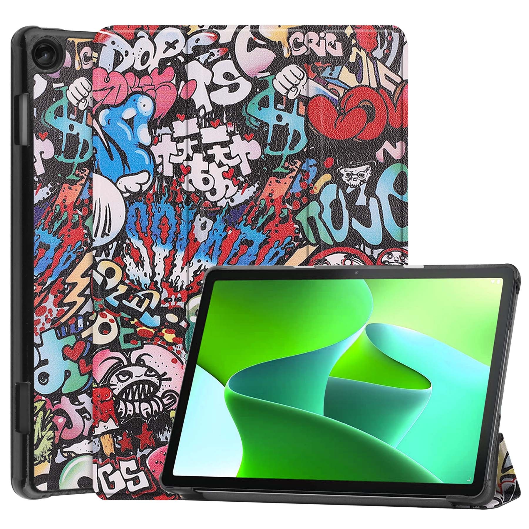 BASEY. Hoesje Geschikt voor Lenovo Tab M10 (3rd gen) Hoes Case Tablet Hoesje Tri-fold - Hoes Geschikt voor Lenovo Tab M10 (3e gen) Hoesje Hard Cover Bookcase Hoes - Graffity