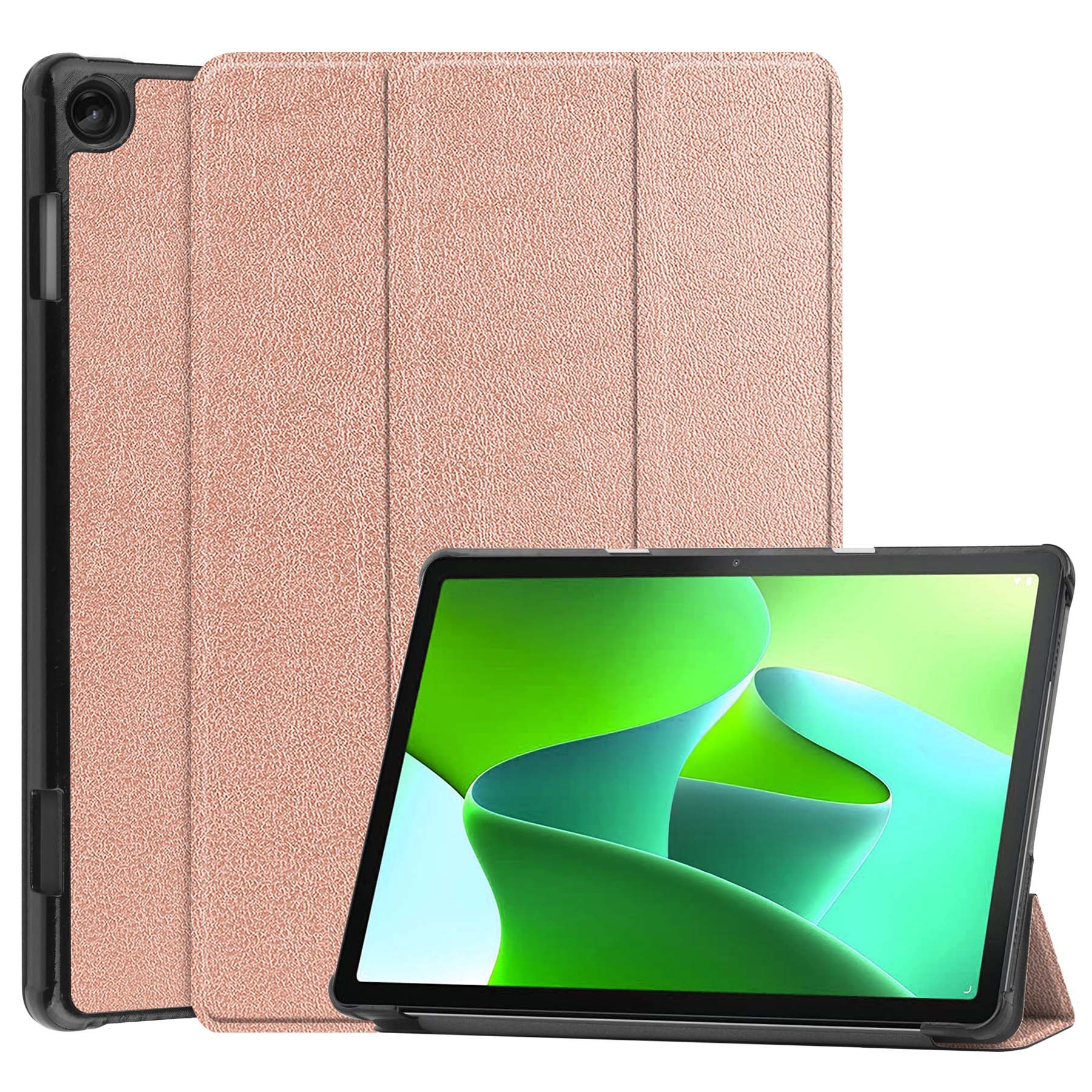 BASEY. Hoesje Geschikt voor Lenovo Tab M10 (3rd gen) Hoes Case Tablet Hoesje Tri-fold - Hoes Geschikt voor Lenovo Tab M10 (3e gen) Hoesje Hard Cover Bookcase Hoes - Rosé goud