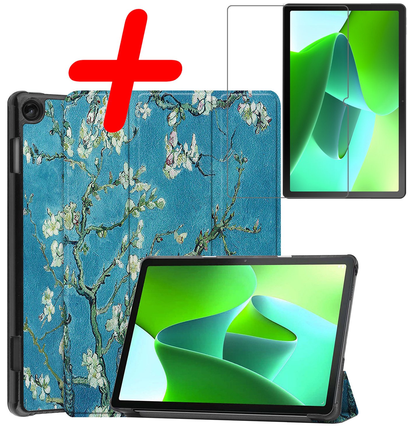 BASEY. Hoesje Geschikt voor Lenovo Tab M10 (3rd gen) Hoes Case Tablet Hoesje Tri-fold Met Screenprotector - Hoes Geschikt voor Lenovo Tab M10 (3e gen) Hoesje Hard Cover Bookcase Hoes - Bloesem