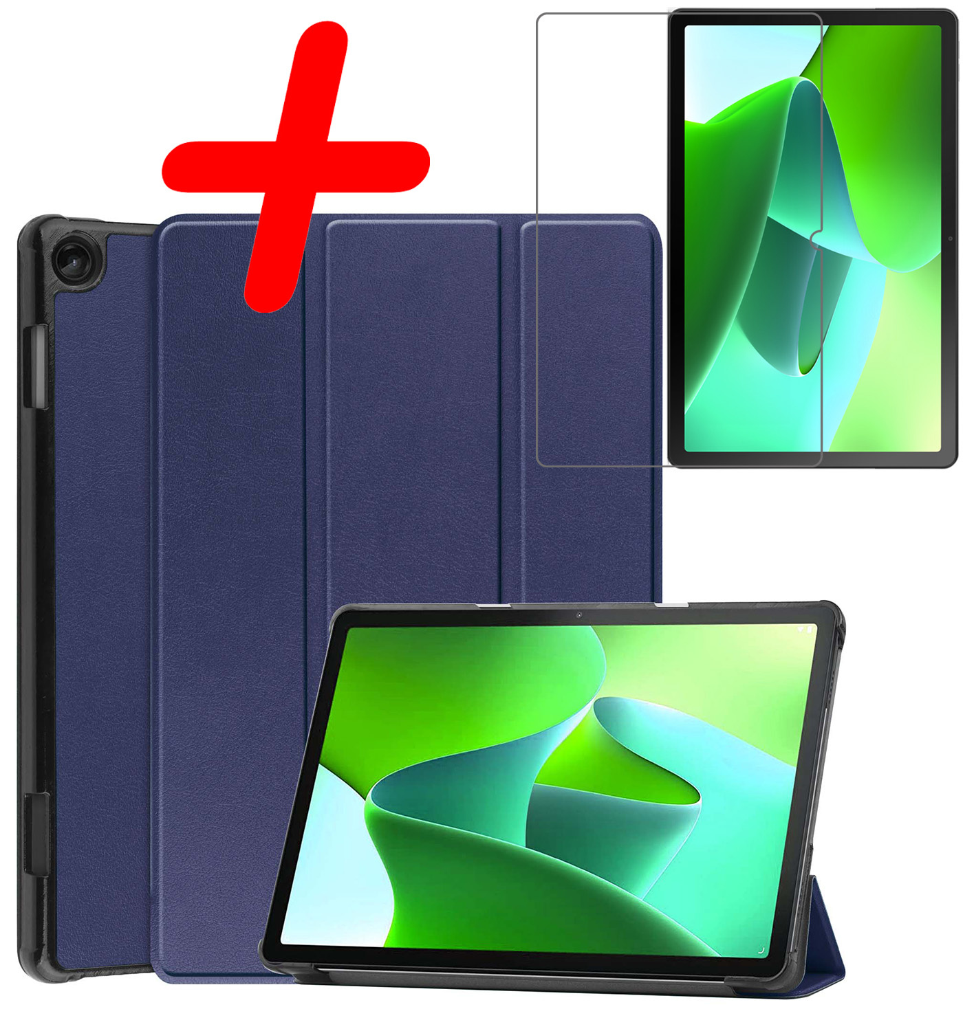 BASEY. Hoesje Geschikt voor Lenovo Tab M10 (3rd gen) Hoes Case Tablet Hoesje Tri-fold Met Screenprotector - Hoes Geschikt voor Lenovo Tab M10 (3e gen) Hoesje Hard Cover Bookcase Hoes - Donkerblauw