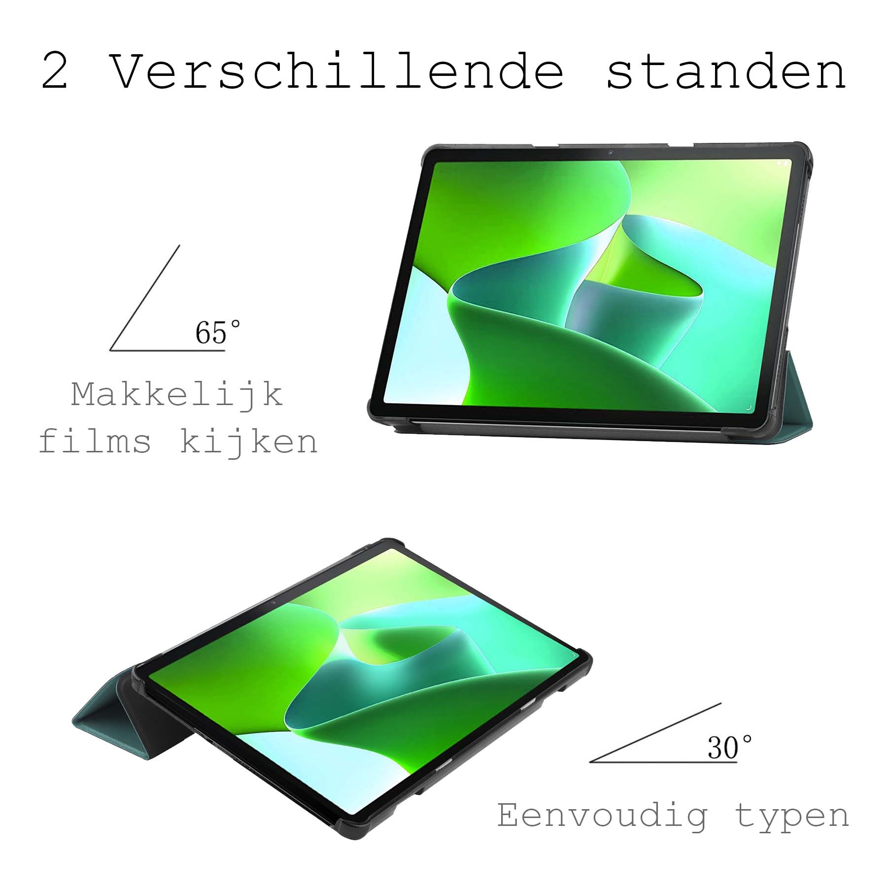 BASEY. Hoesje Geschikt voor Lenovo Tab M10 (3rd gen) Hoes Case Tablet Hoesje Tri-fold Met Screenprotector - Hoes Geschikt voor Lenovo Tab M10 (3e gen) Hoesje Hard Cover Bookcase Hoes - Donkergroen