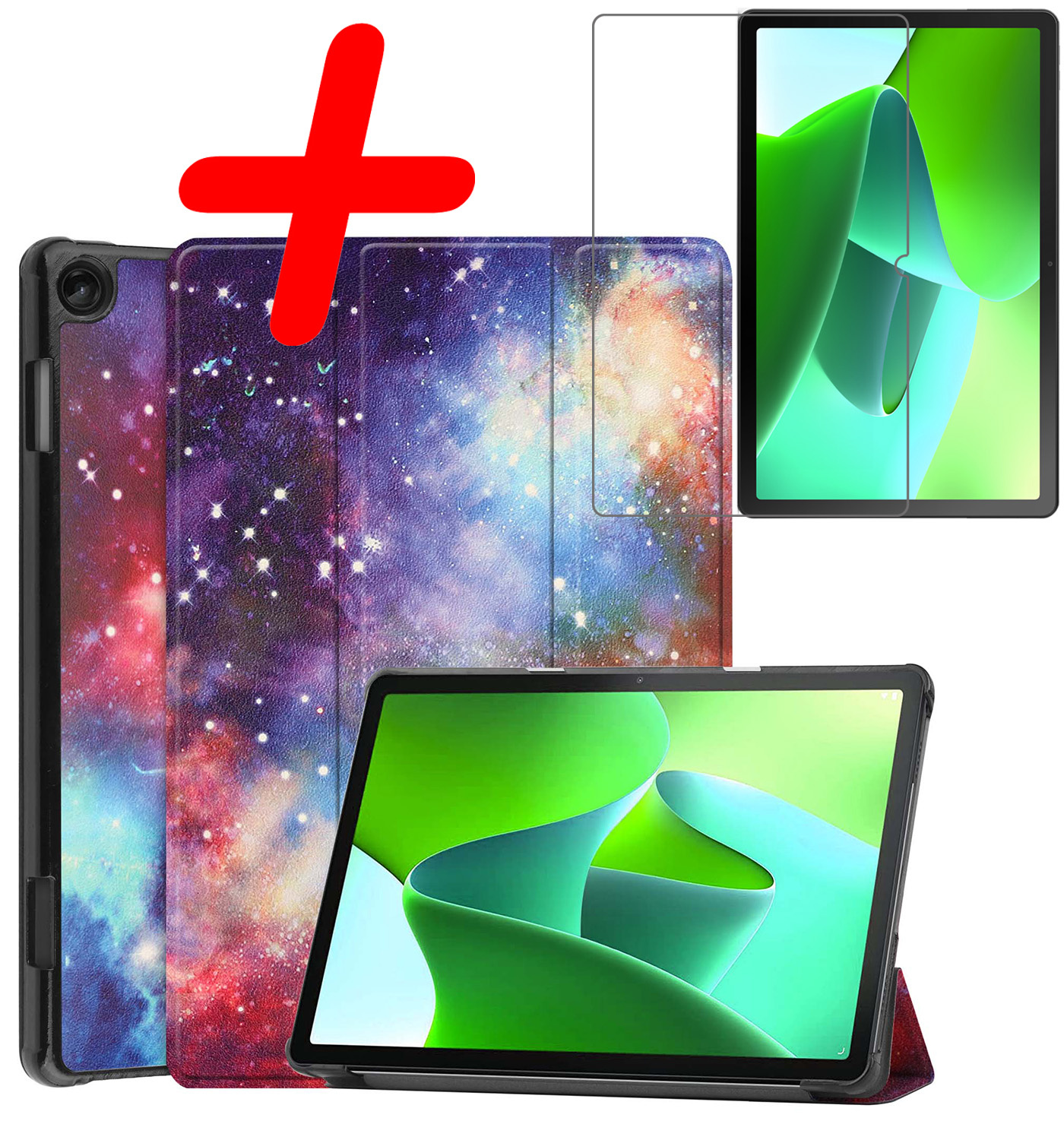 BASEY. Hoesje Geschikt voor Lenovo Tab M10 (3rd gen) Hoes Case Tablet Hoesje Tri-fold Met Screenprotector - Hoes Geschikt voor Lenovo Tab M10 (3e gen) Hoesje Hard Cover Bookcase Hoes - Galaxy
