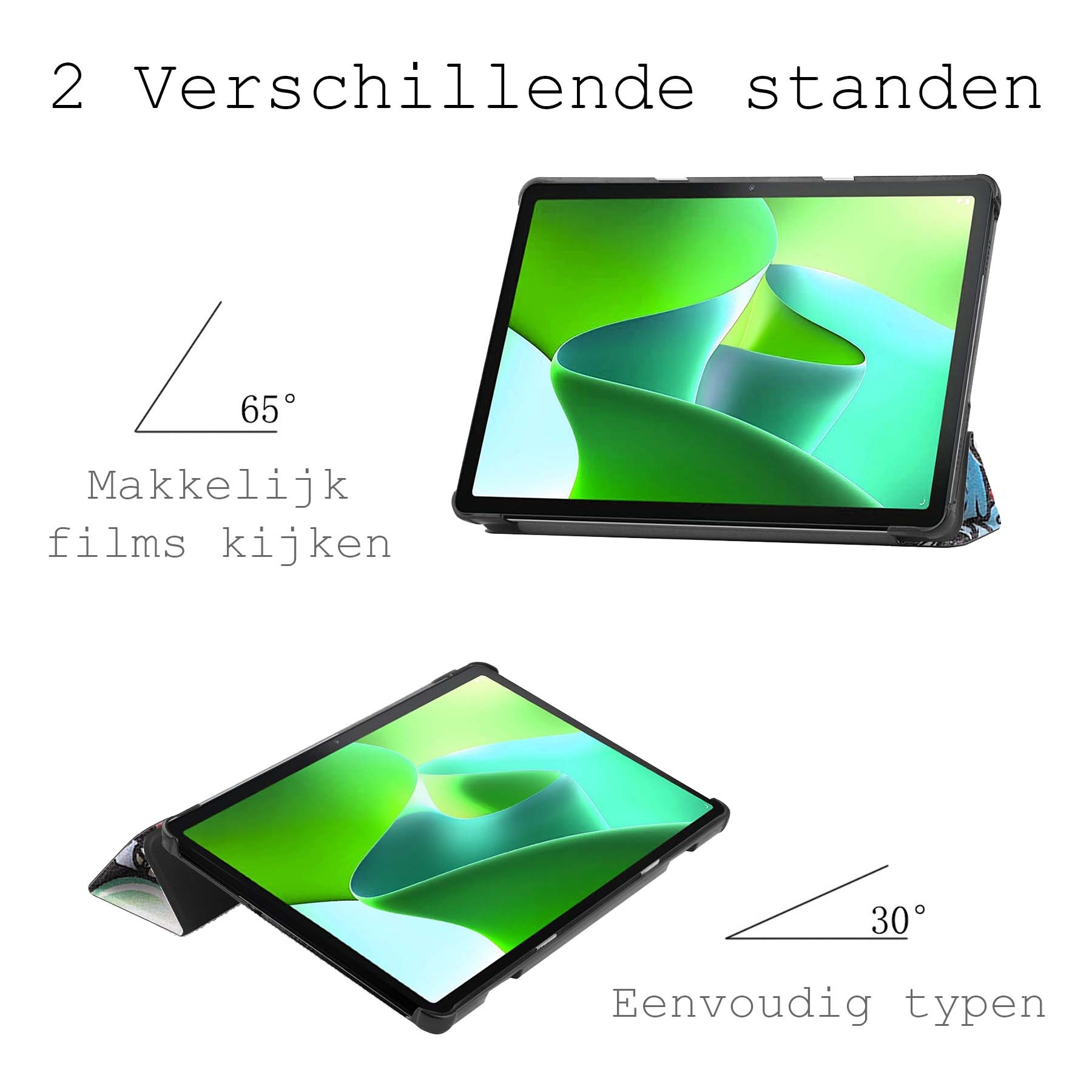 BASEY. Hoesje Geschikt voor Lenovo Tab M10 (3rd gen) Hoes Case Tablet Hoesje Tri-fold Met Screenprotector - Hoes Geschikt voor Lenovo Tab M10 (3e gen) Hoesje Hard Cover Bookcase Hoes - Graffity