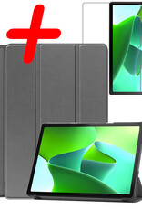 BASEY. Hoesje Geschikt voor Lenovo Tab M10 (3rd gen) Hoes Case Tablet Hoesje Tri-fold Met Screenprotector - Hoes Geschikt voor Lenovo Tab M10 (3e gen) Hoesje Hard Cover Bookcase Hoes - Grijs