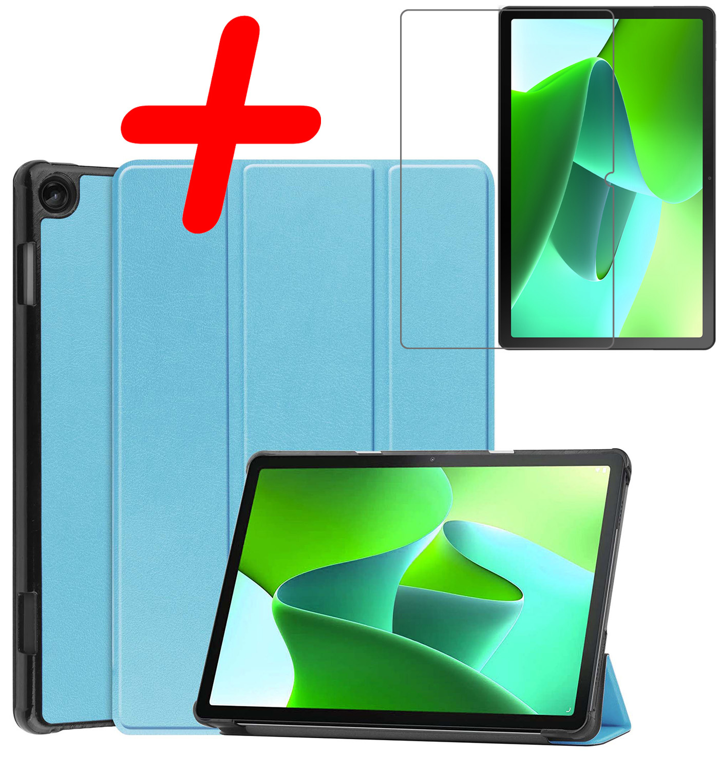 BASEY. Hoesje Geschikt voor Lenovo Tab M10 (3rd gen) Hoes Case Tablet Hoesje Tri-fold Met Screenprotector - Hoes Geschikt voor Lenovo Tab M10 (3e gen) Hoesje Hard Cover Bookcase Hoes - Lichtblauw