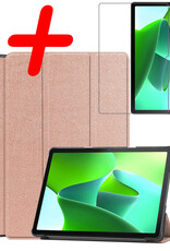 BASEY. Hoesje Geschikt voor Lenovo Tab M10 (3rd gen) Hoes Case Tablet Hoesje Tri-fold Met Screenprotector - Hoes Geschikt voor Lenovo Tab M10 (3e gen) Hoesje Hard Cover Bookcase Hoes - Rosé goud