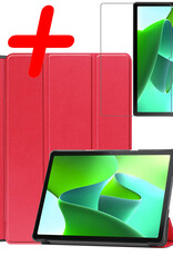 BASEY. Hoesje Geschikt voor Lenovo Tab M10 (3rd gen) Hoes Case Tablet Hoesje Tri-fold Met Screenprotector - Hoes Geschikt voor Lenovo Tab M10 (3e gen) Hoesje Hard Cover Bookcase Hoes - Rood