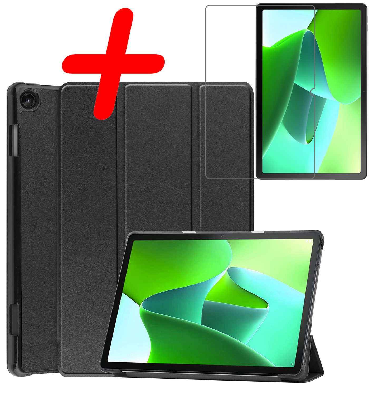 BASEY. Hoesje Geschikt voor Lenovo Tab M10 (3rd gen) Hoes Case Tablet Hoesje Tri-fold Met Screenprotector - Hoes Geschikt voor Lenovo Tab M10 (3e gen) Hoesje Hard Cover Bookcase Hoes - Zwart
