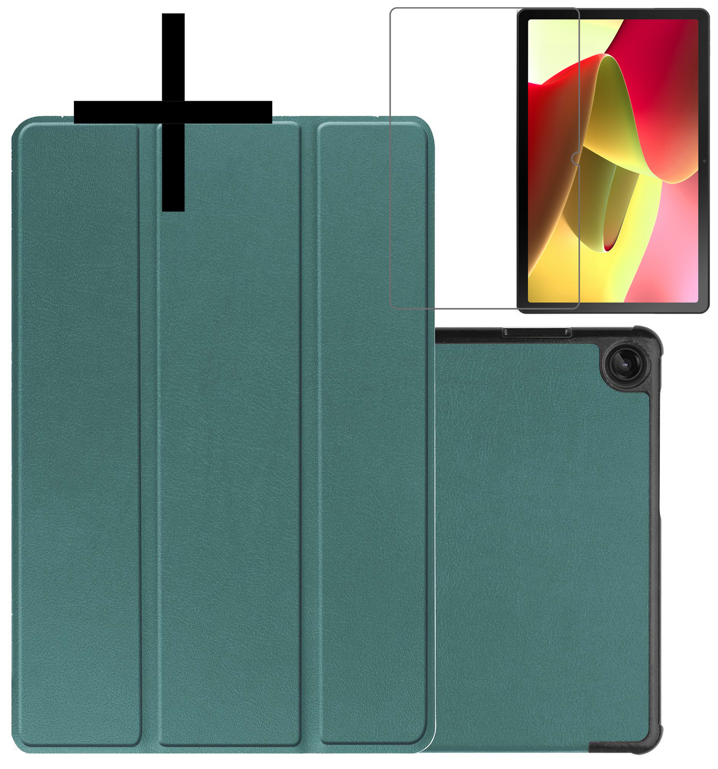 NoXx Hoesje Geschikt voor Lenovo Tab M10 (3rd gen) Hoesje Case Hard Cover Hoes Book Case Met Screenprotector - Donkergroen