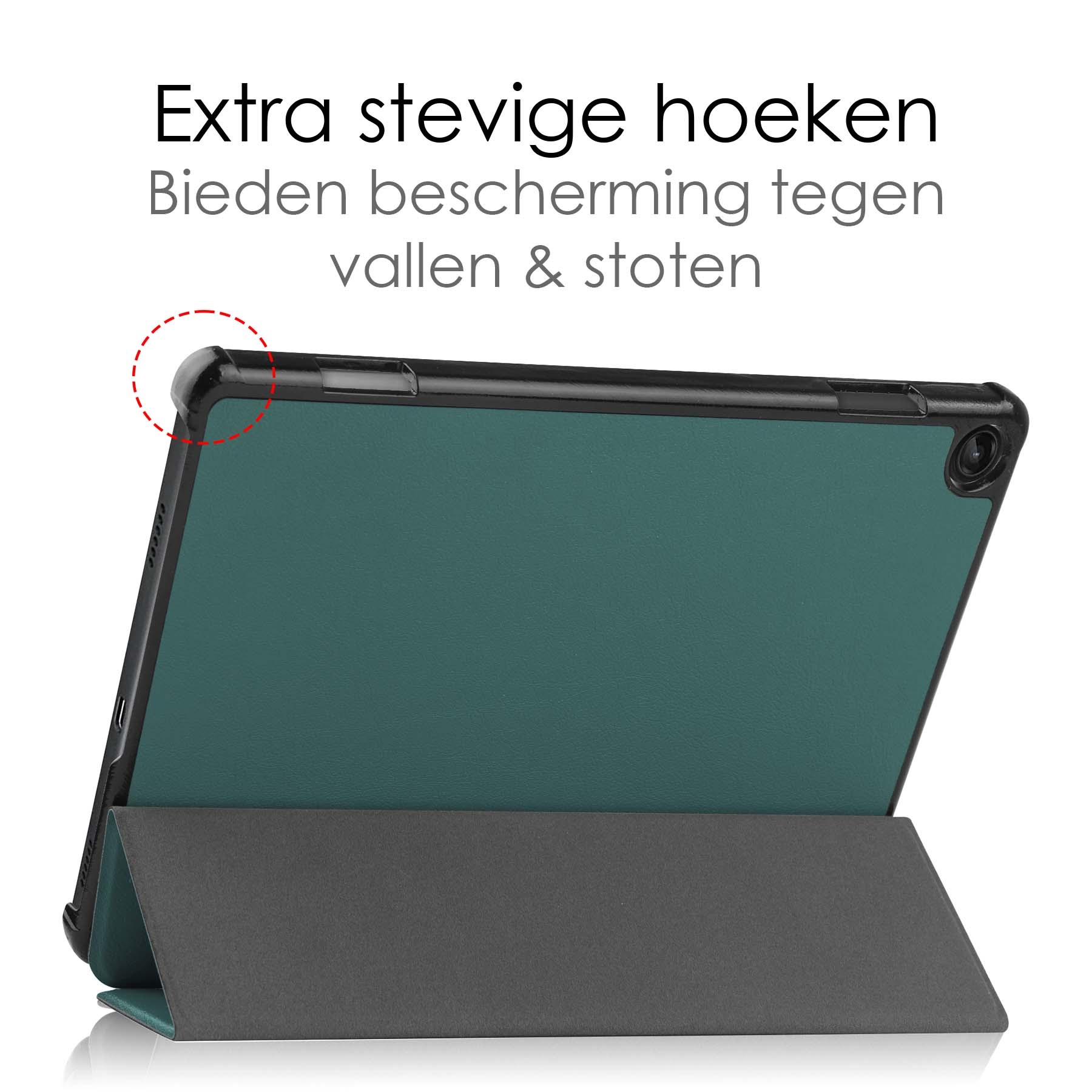 NoXx Hoesje Geschikt voor Lenovo Tab M10 (3rd gen) Hoesje Case Hard Cover Hoes Book Case Met Screenprotector - Donkergroen