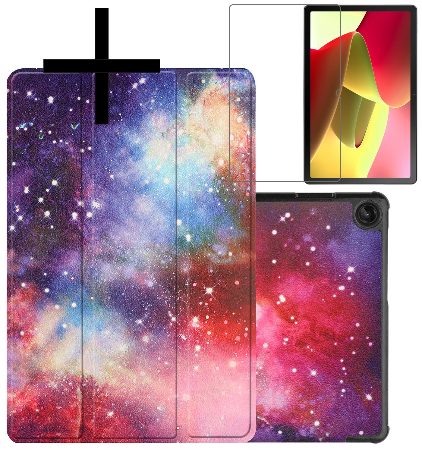 NoXx Hoesje Geschikt voor Lenovo Tab M10 (3rd gen) Hoesje Case Hard Cover Hoes Book Case Met Screenprotector - Galaxy
