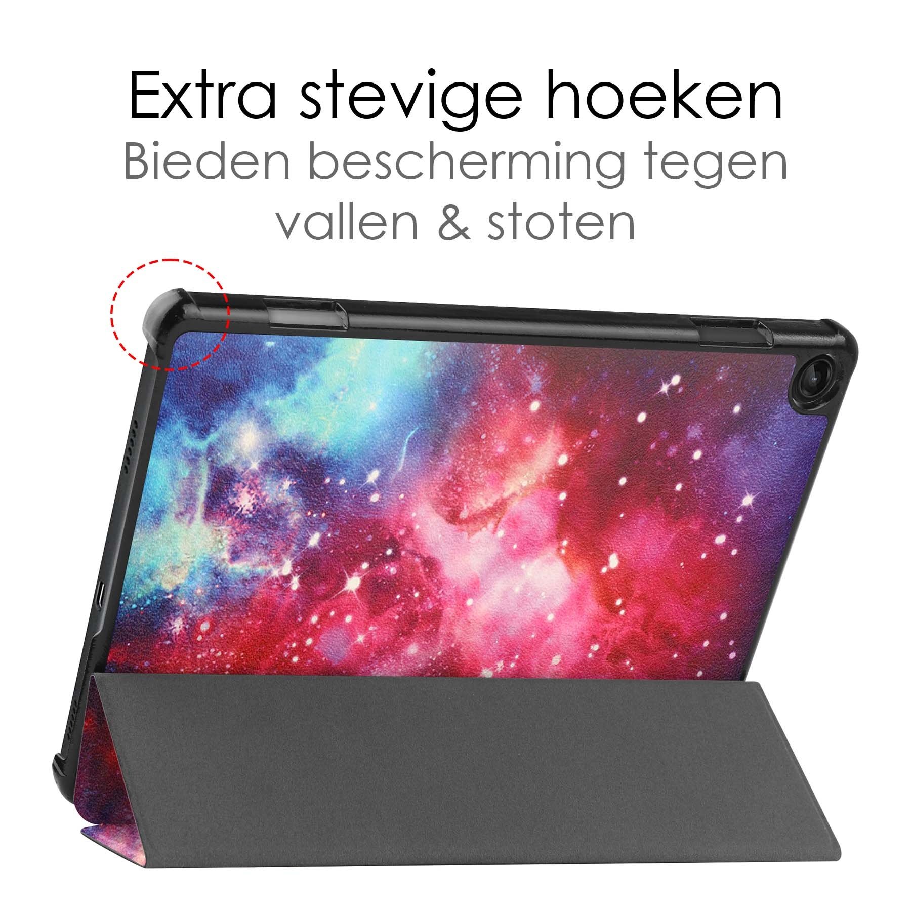NoXx Hoesje Geschikt voor Lenovo Tab M10 (3rd gen) Hoesje Case Hard Cover Hoes Book Case Met Screenprotector - Galaxy