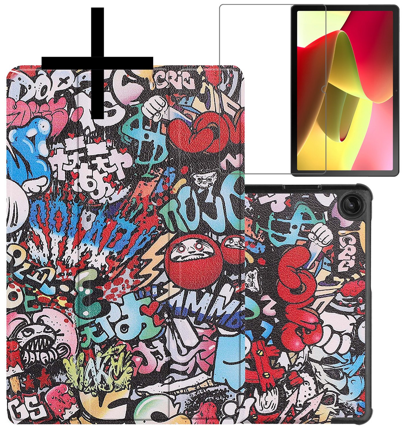 NoXx Hoesje Geschikt voor Lenovo Tab M10 (3rd gen) Hoesje Case Hard Cover Hoes Book Case Met Screenprotector - Graffity