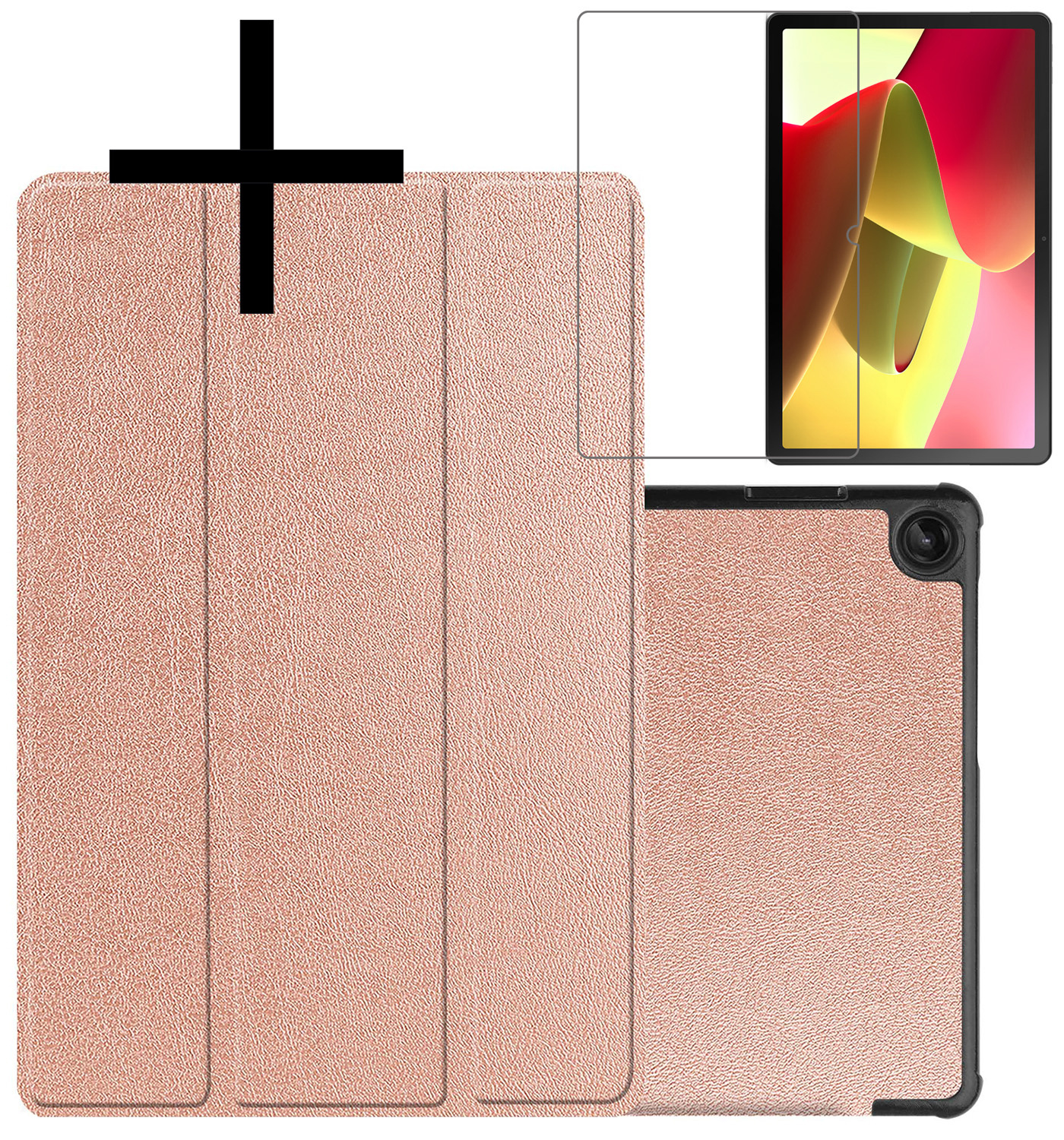 NoXx Hoesje Geschikt voor Lenovo Tab M10 (3rd gen) Hoesje Case Hard Cover Hoes Book Case Met Screenprotector - Rosé goud