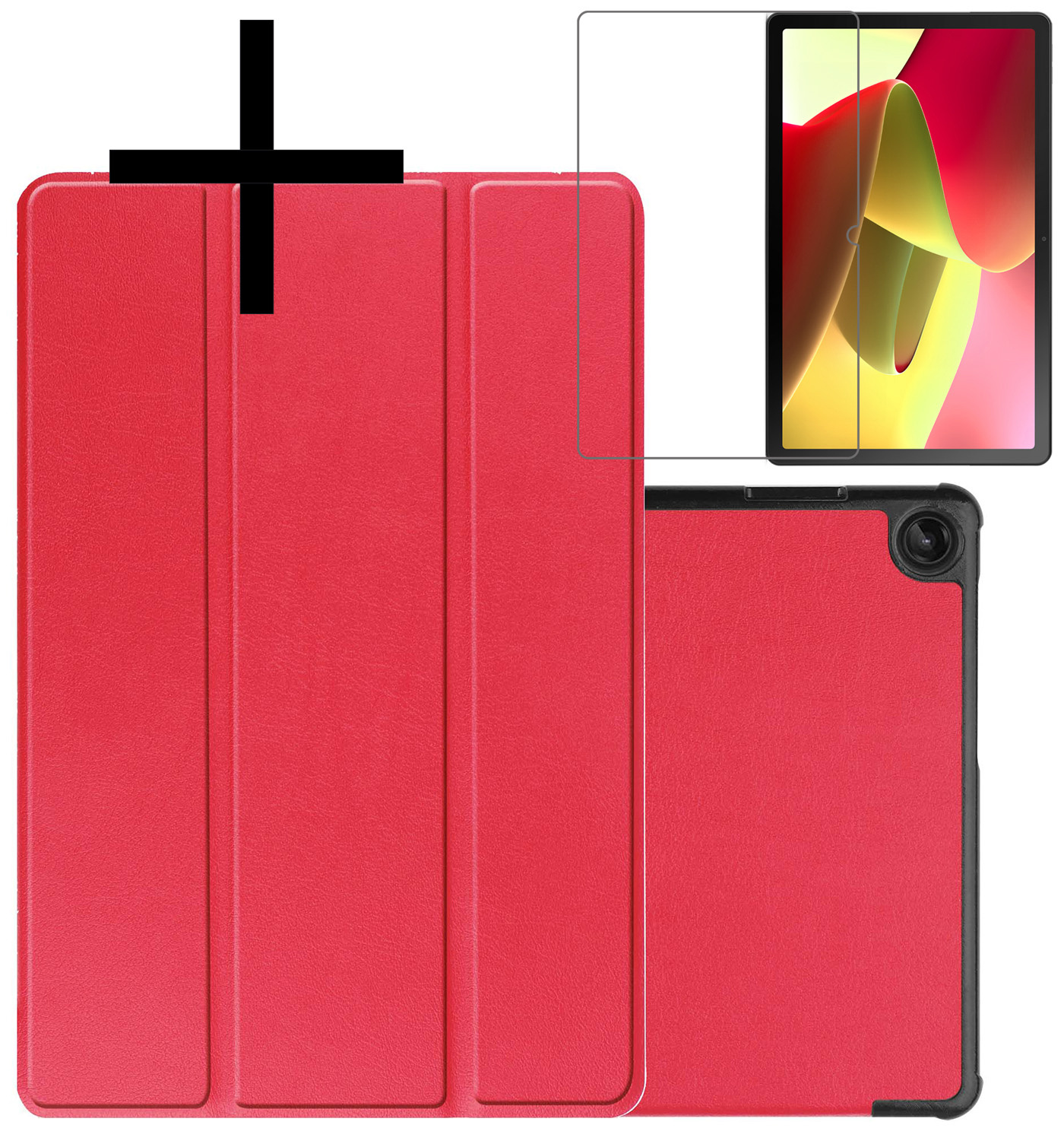 NoXx Hoesje Geschikt voor Lenovo Tab M10 (3rd gen) Hoesje Case Hard Cover Hoes Book Case Met Screenprotector - Rood