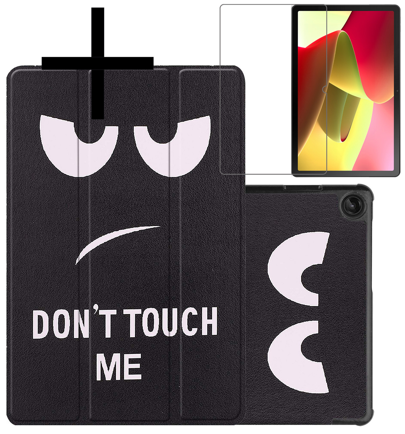 NoXx Hoesje Geschikt voor Lenovo Tab M10 (3rd gen) Hoesje Case Hard Cover Hoes Book Case Met Screenprotector - Don't Touch Me