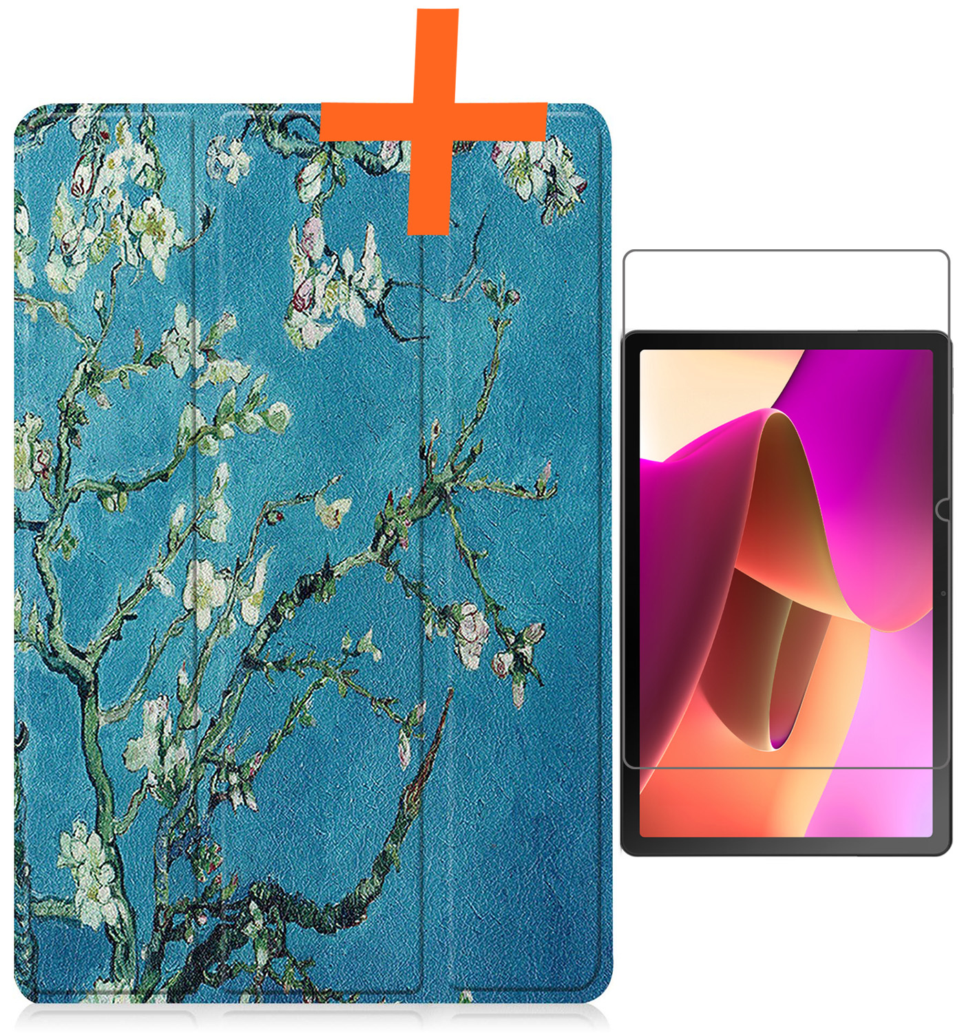 Nomfy Hoes Geschikt voor Lenovo Tab M10 (3rd gen) Hoes Tri-fold Tablet Hoesje Case Met Screenprotector - Hoesje Geschikt voor Lenovo Tab M10 (3e gen) Hoesje Hardcover Bookcase - Bloesem