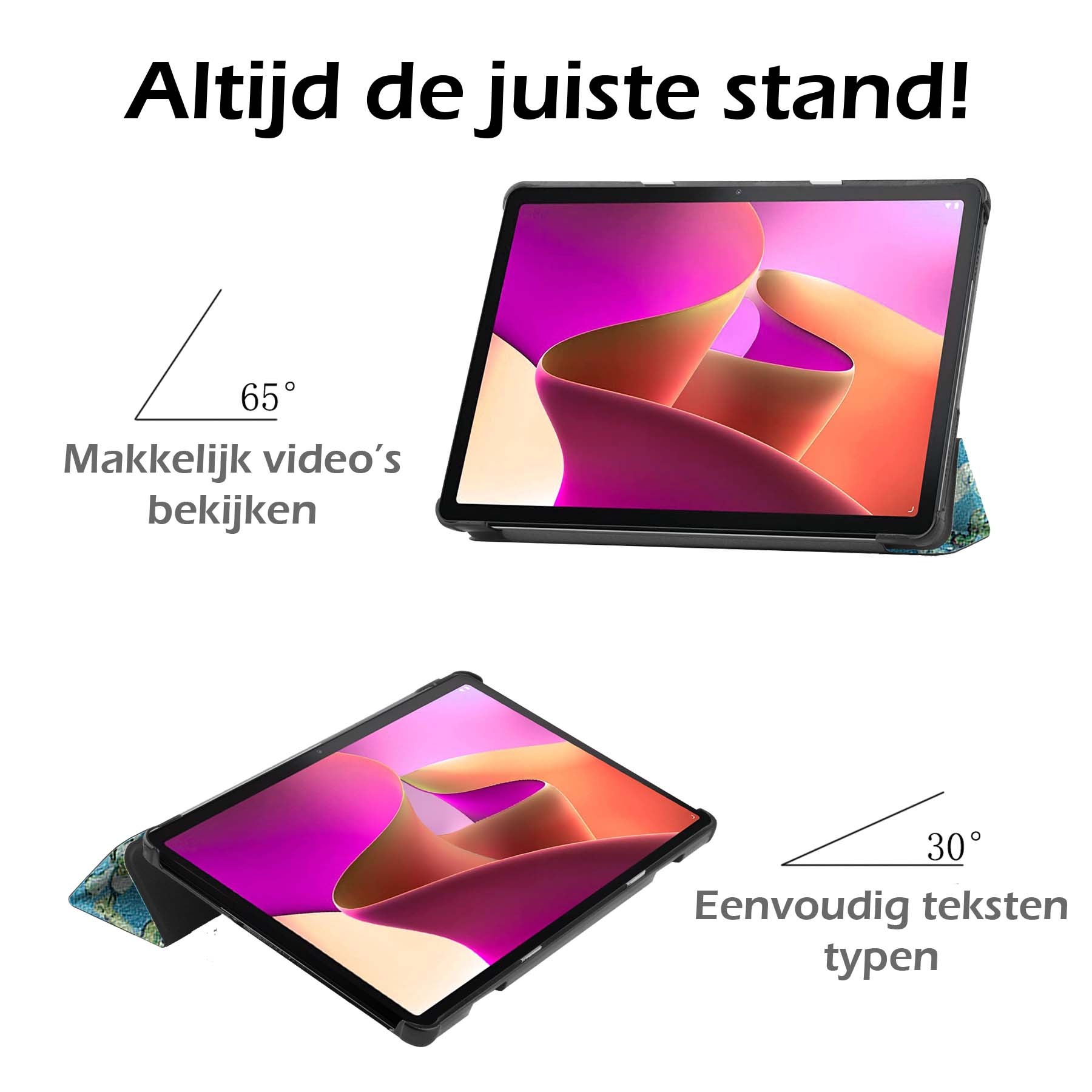 Nomfy Hoes Geschikt voor Lenovo Tab M10 (3rd gen) Hoes Tri-fold Tablet Hoesje Case Met Screenprotector - Hoesje Geschikt voor Lenovo Tab M10 (3e gen) Hoesje Hardcover Bookcase - Bloesem