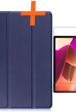 Nomfy Hoes Geschikt voor Lenovo Tab M10 (3rd gen) Hoes Tri-fold Tablet Hoesje Case Met Screenprotector - Hoesje Geschikt voor Lenovo Tab M10 (3e gen) Hoesje Hardcover Bookcase - Donkerblauw