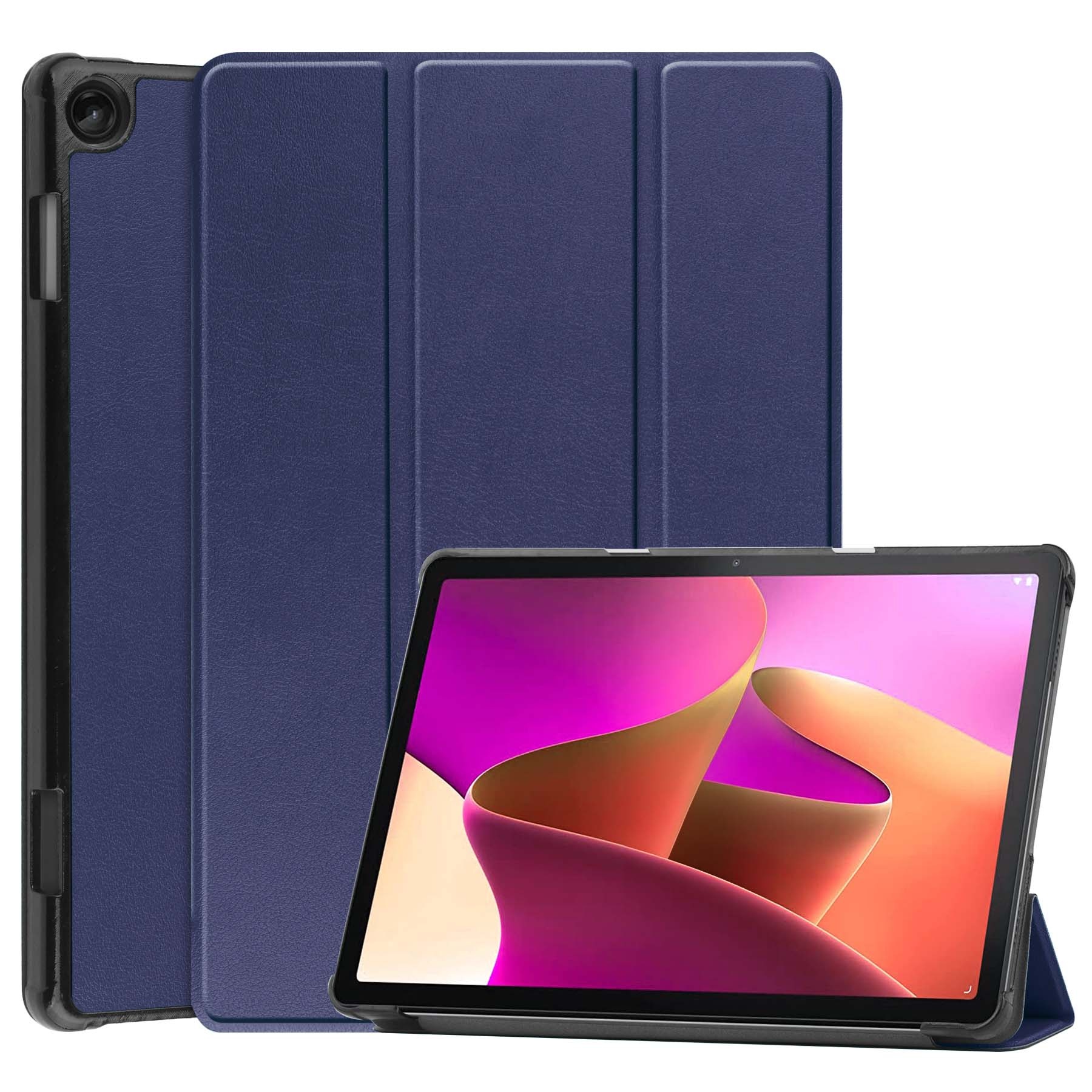 Nomfy Hoes Geschikt voor Lenovo Tab M10 (3rd gen) Hoes Tri-fold Tablet Hoesje Case Met Screenprotector - Hoesje Geschikt voor Lenovo Tab M10 (3e gen) Hoesje Hardcover Bookcase - Donkerblauw