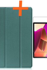 Nomfy Hoes Geschikt voor Lenovo Tab M10 (3rd gen) Hoes Tri-fold Tablet Hoesje Case Met Screenprotector - Hoesje Geschikt voor Lenovo Tab M10 (3e gen) Hoesje Hardcover Bookcase - Donkergroen