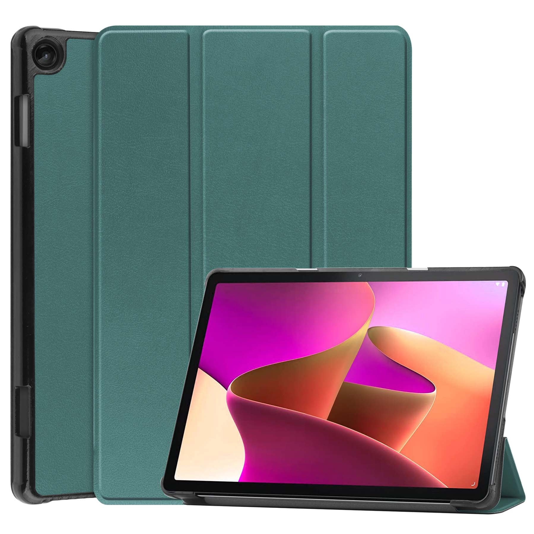Nomfy Hoes Geschikt voor Lenovo Tab M10 (3rd gen) Hoes Tri-fold Tablet Hoesje Case Met Screenprotector - Hoesje Geschikt voor Lenovo Tab M10 (3e gen) Hoesje Hardcover Bookcase - Donkergroen
