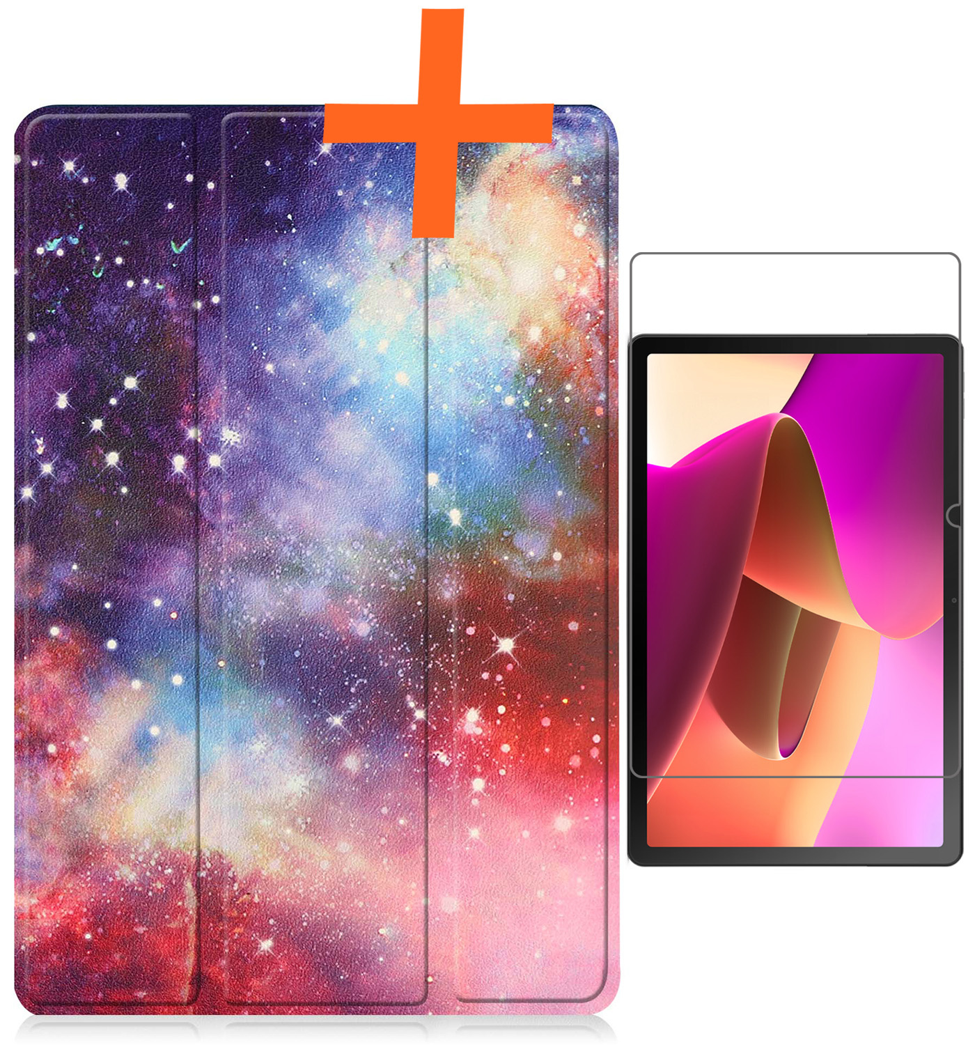 Nomfy Hoes Geschikt voor Lenovo Tab M10 (3rd gen) Hoes Tri-fold Tablet Hoesje Case Met Screenprotector - Hoesje Geschikt voor Lenovo Tab M10 (3e gen) Hoesje Hardcover Bookcase - Galaxy